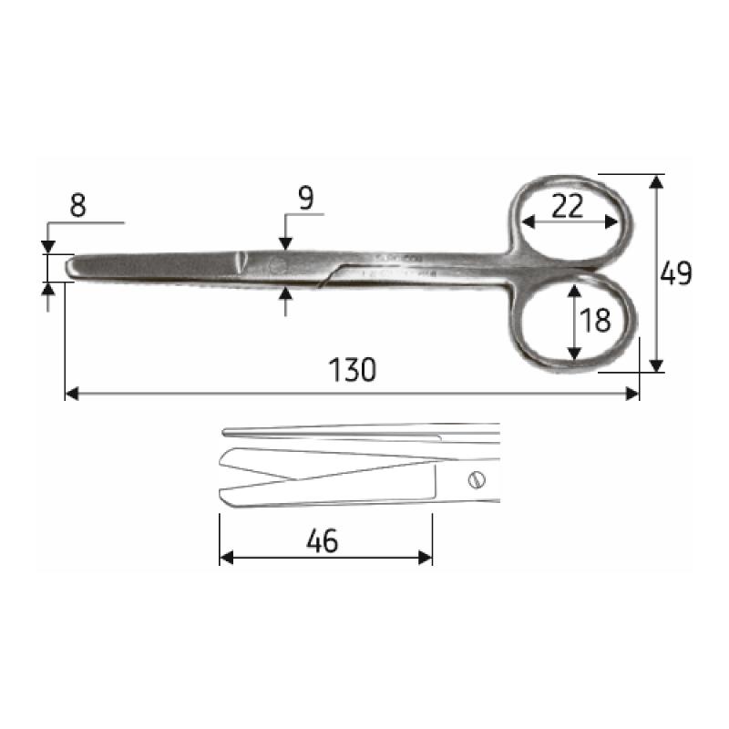 Ножиці J-22-003 хірургічні 13 см, тупий /тупий /прямі